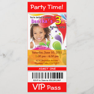 Invitation L'amusement badine la partie de photo de billet de