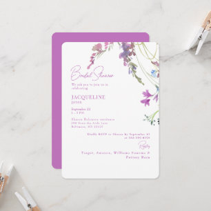 Invitation Lancement de mariage aux fleurs d'aquarelle lavand