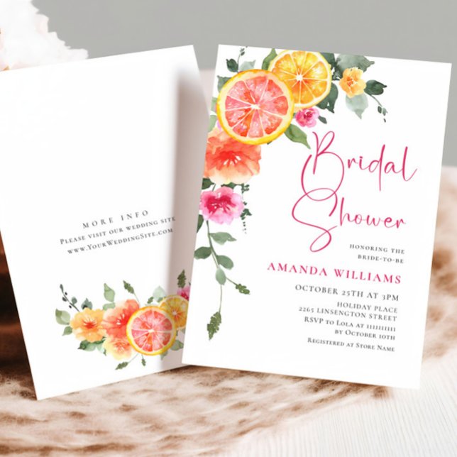 Invitation Lancement de mariage Fleur Orange Rose Clair Aquar (Créateur téléchargé)