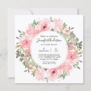 Invitation Lancement de mariage rose poudré aquarelle luxuria