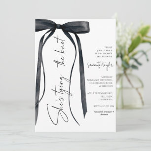 Invitation Lancement de mariage ruban à nœud aquarelle