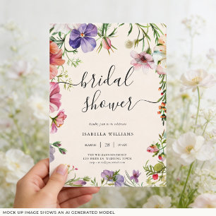 Invitation Lancement de Mariée Fleur de Champ Aquarelle