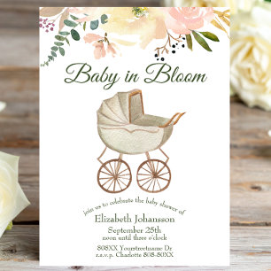 Invitation Landau de bébé vintage et bébé floral en fleurs