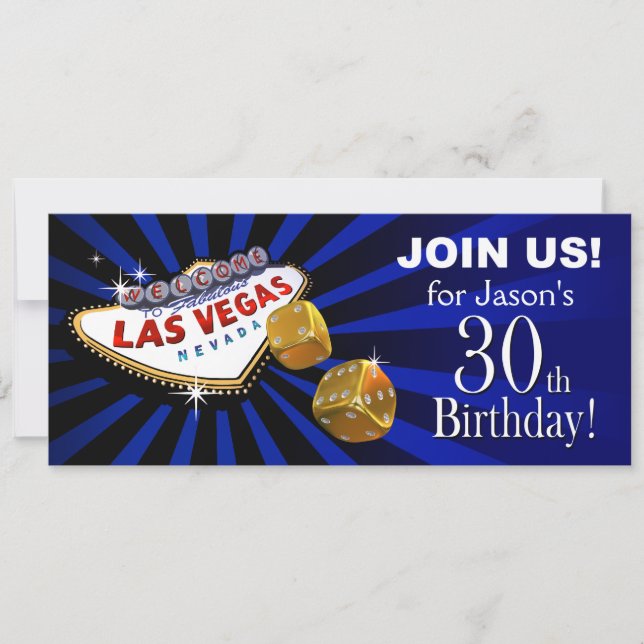 Invitation L'anniversaire 30 ans de Las Vegas Starburst bleu  (Devant)