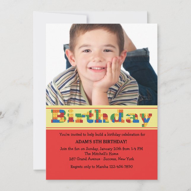 Invitation L'anniversaire bloque l'invitation de photo (Devant)