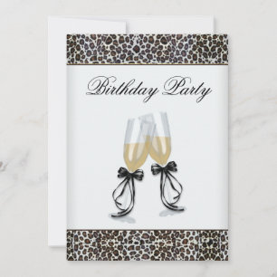 Invitation L'anniversaire de la femme au lustre léopard