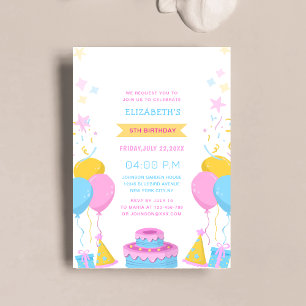 Invitation l'anniversaire de l'enfant mignon coloré