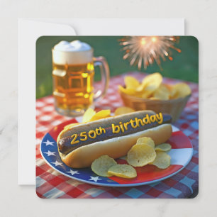 Invitation L'anniversaire des 250 ans d'Amérique Hot Dog 