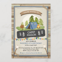 L'anniversaire d'invitation de tente de camping