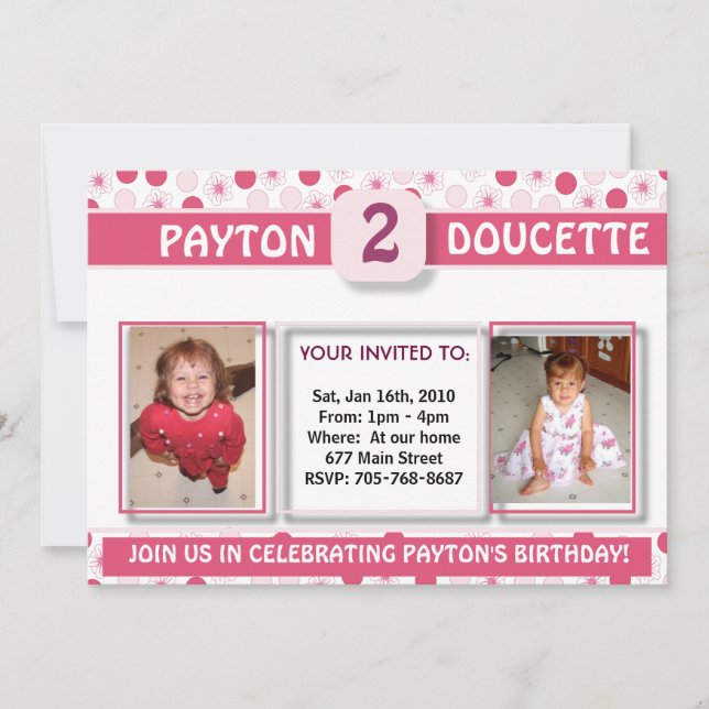 Invitation L'anniversaire Invitation-2 de la fille (Devant)
