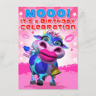 Invitation L'anniversaire invitent MOO de baiser (le