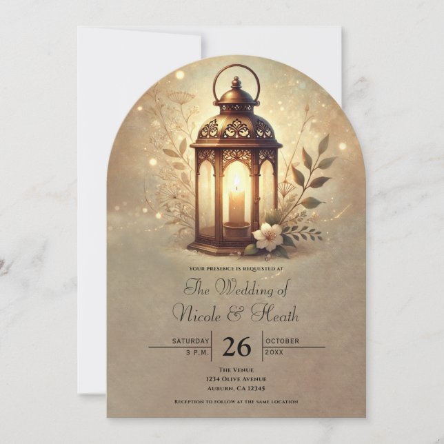 Invitation Lanterne brillante de bronze Romantique Russe Mari (Devant)
