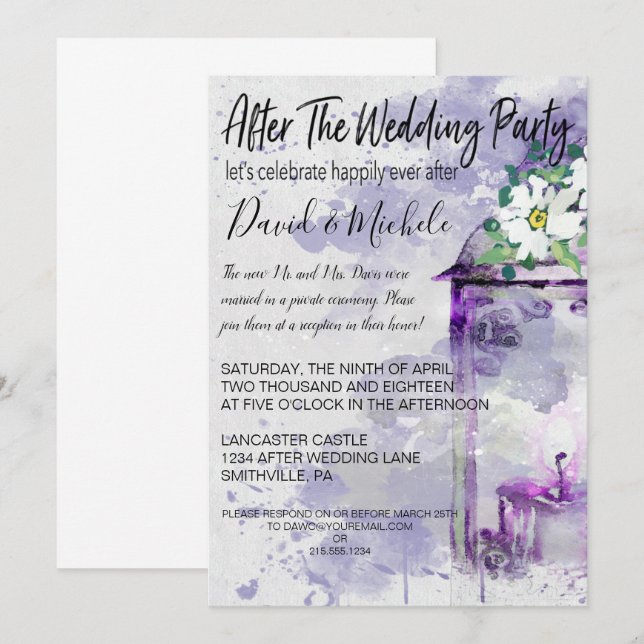 Invitation Lanterne de couleur d'eau Après la fête de mariage (Devant / Derrière)