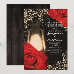 Invitation Lanterne de lueur rustique brillant Roses rouges F