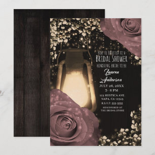 Invitation Lanterne de lumière rustique Dusty Roses rose Fête