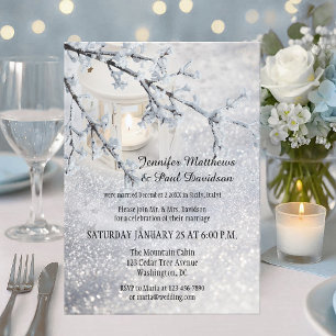 Invitation Lanterne Neige hiver après mariage fêter invitatio