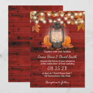 Invitation Lanterne Rustique & Citrouille Mariage de automne 