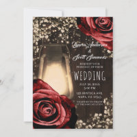 Lanterne Rustique Glow Roses Rouge Foncé & Mariage