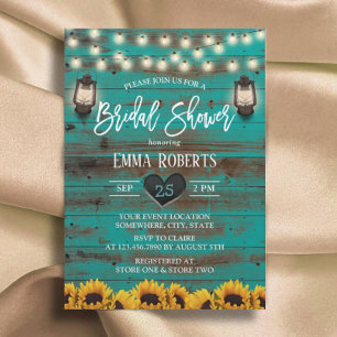 Invitation Lanterne Vintage Tournesol Tél Bridal Shower Bois