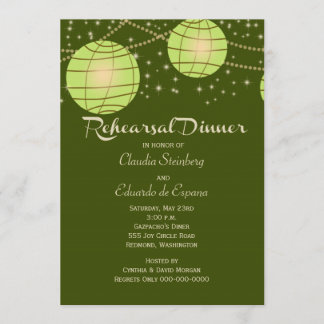 Invitation Lanternes avec l'olive en pastel et vert pomme de