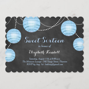 Invitation Lanternes bleues sur l'Invitation au Sweet sixteen