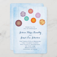 Lanternes en papier brillant Mariage Cloud bleu