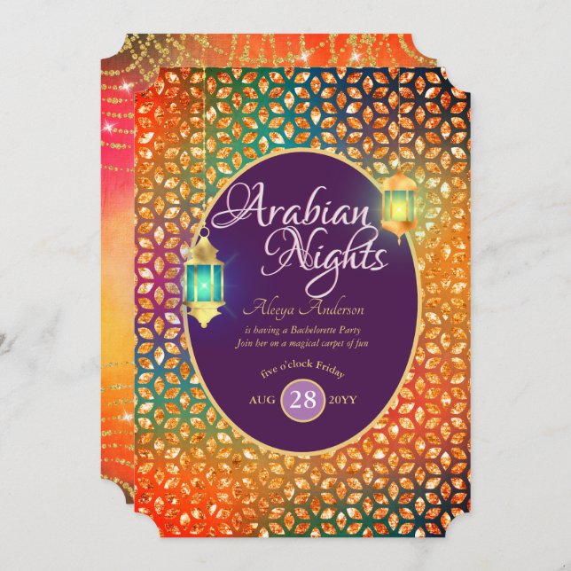 Invitation Lanternes Exotic Arabe Nights (Devant / Derrière)