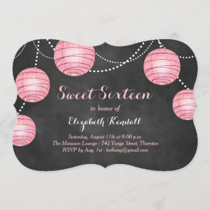 Invitation Lanternes roses à l'invitation de sweet sixteen de