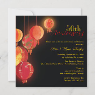 Invitation Lanternes Rouges 50e Anniversaire de Mariage