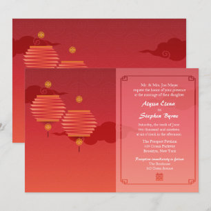 Invitation Lanternes rouges Mariage traditionnel chinois
