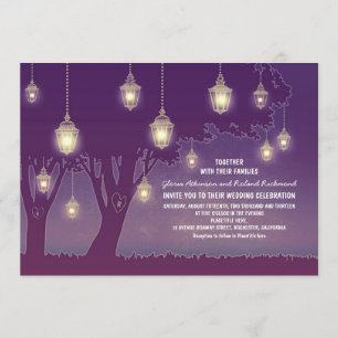 Invitation lanternes Vintages romantiques mariage d'arbre rus