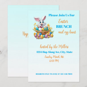 Invitation 🐇 lapin adorable Brunch de Pâques et chasse aux o