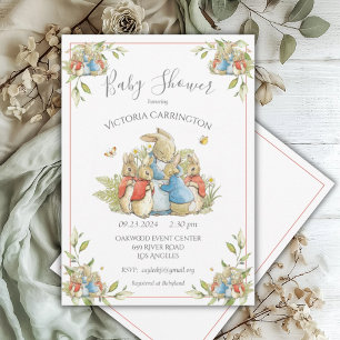 Invitation Lapin Baby shower rouge lapin