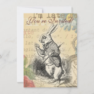 Invitation Lapin Blanc Aventures d'Alice au Pays des Merveill