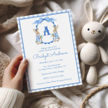 Lapin Bleu Lapin Monogramme Crest Baby shower