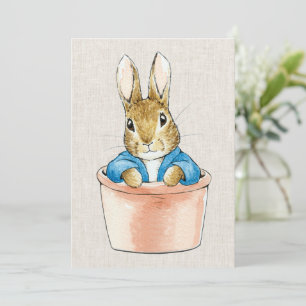 Invitation Lapin classique dans un pot de plante
