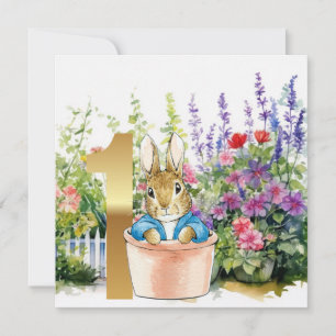 Invitation Lapin Classique dans un Pot Premier anniversaire