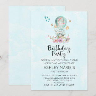 Invitation Lapin de bébé fantaisiste dans une fête d'annivers