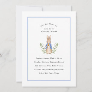 Invitation Lapin de conte de fées classique bleu Baby Shower 