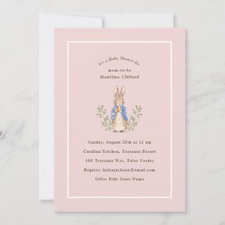 Invitation Lapin de Conte de Fées Rose Vintage Baby Shower