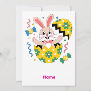 Invitation Lapin de fête de Pâques qui jaillit 