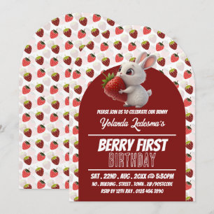 Invitation Lapin De Fraise, Berry Premier Anniversaire