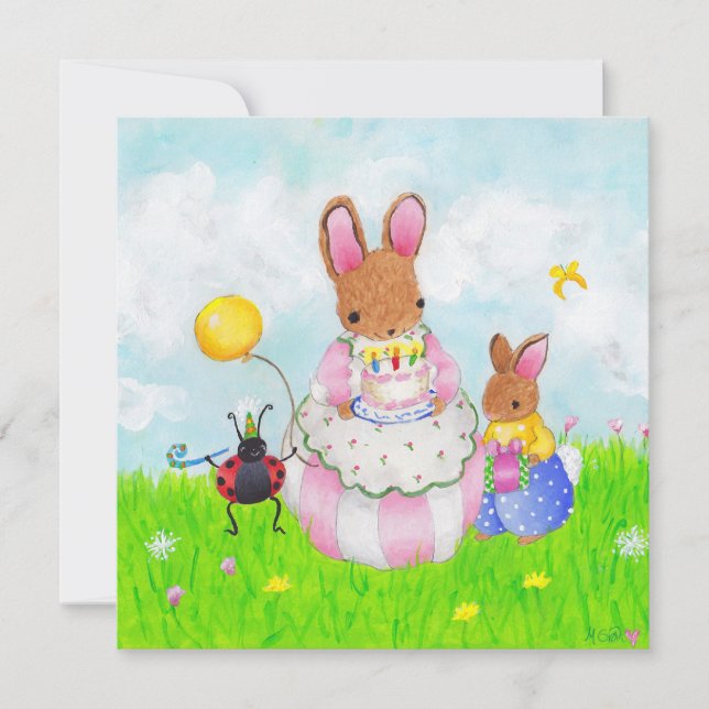 Invitation lapin de maman au gâteau (Devant)