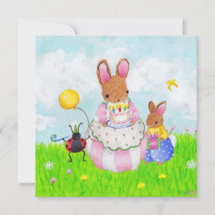 Invitation lapin de maman au gâteau