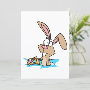 Invitation Lapin de Pâques avec panier d'œufs