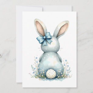 Invitation Lapin de Pâques Blue Bunny Tail à queue de coton a