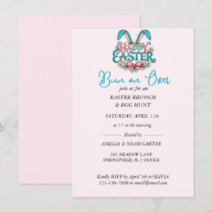 Invitation Lapin de Pâques BRUNCH & CHASSE aux œufs