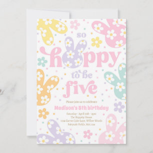 Invitation Lapin de Pâques Daisy Floral Pastel Printemps 5e A