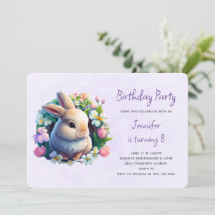 Invitation Lapin de Pâques dans des Fleurs de Printemps Anniv