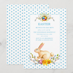 Invitation Lapin de Pâques Floral Brunch Chasse aux œufs